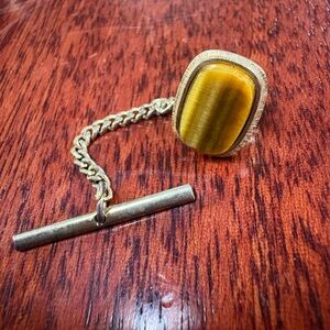Gold and Brown Chain Tie Clip